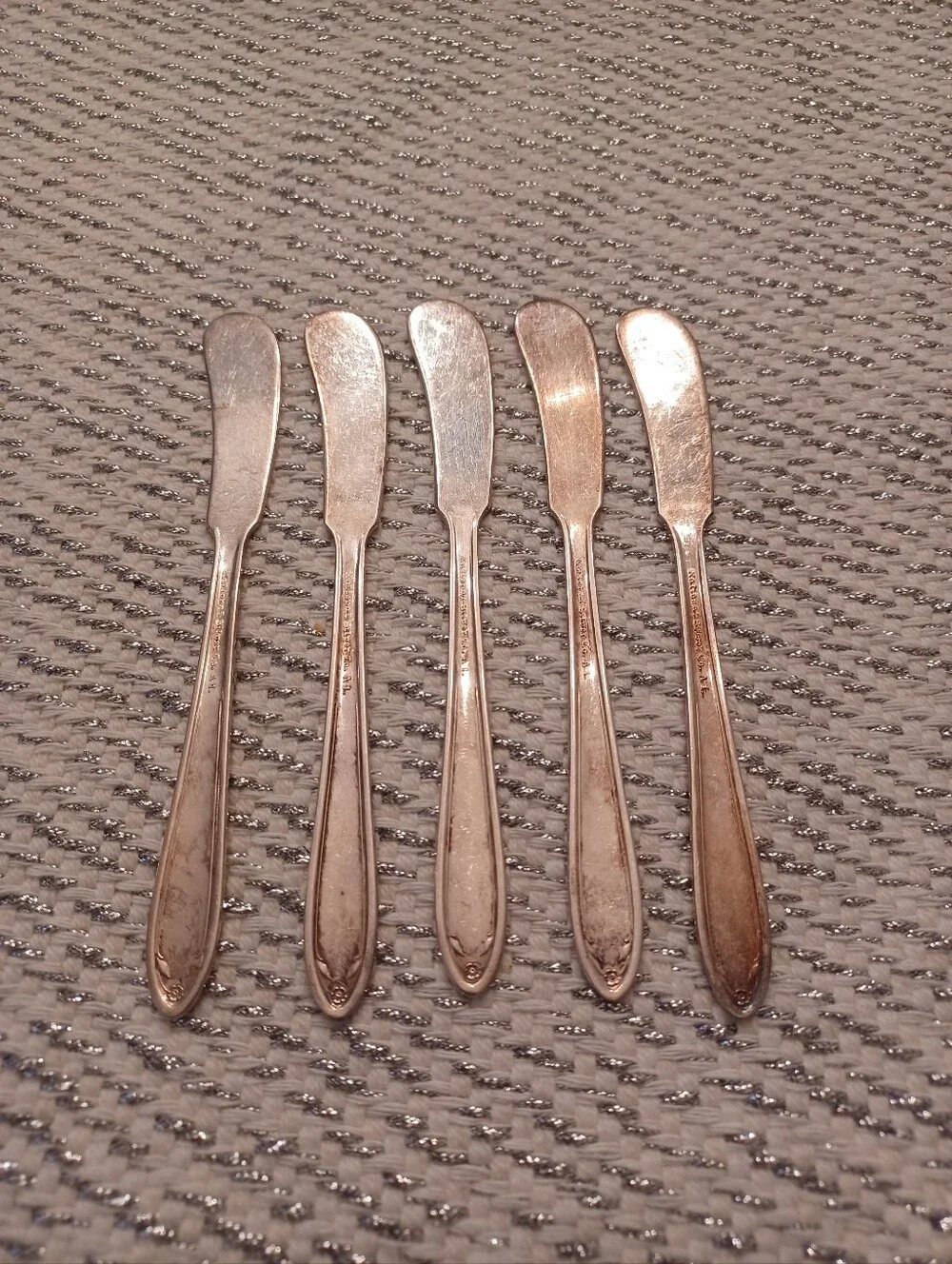 Antique National Silver Co 1930s Princess Royal Butter Spreader Knives Set Of 5